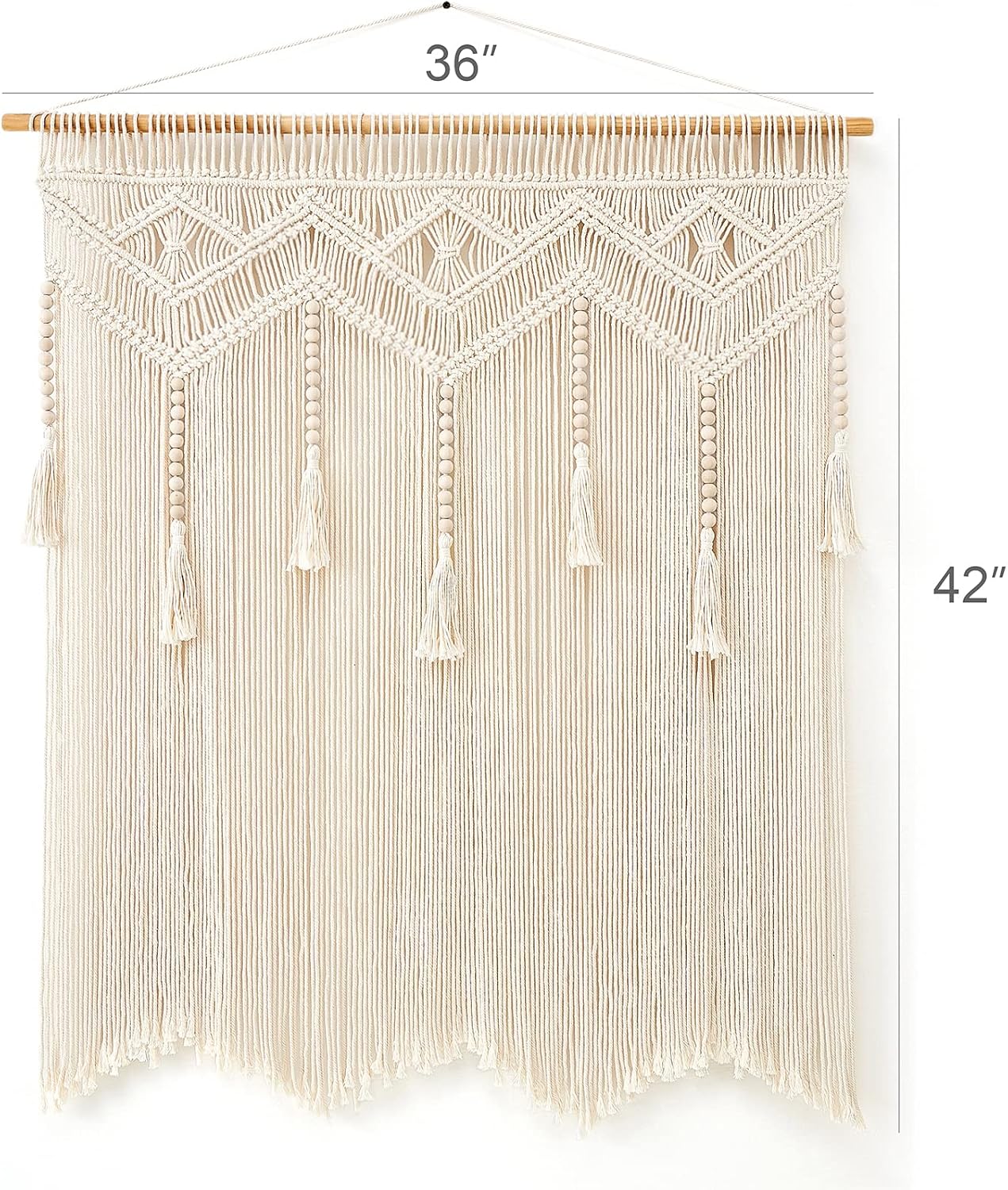Large Tassel Woven Boho Macrame Wall Hanging with Rod