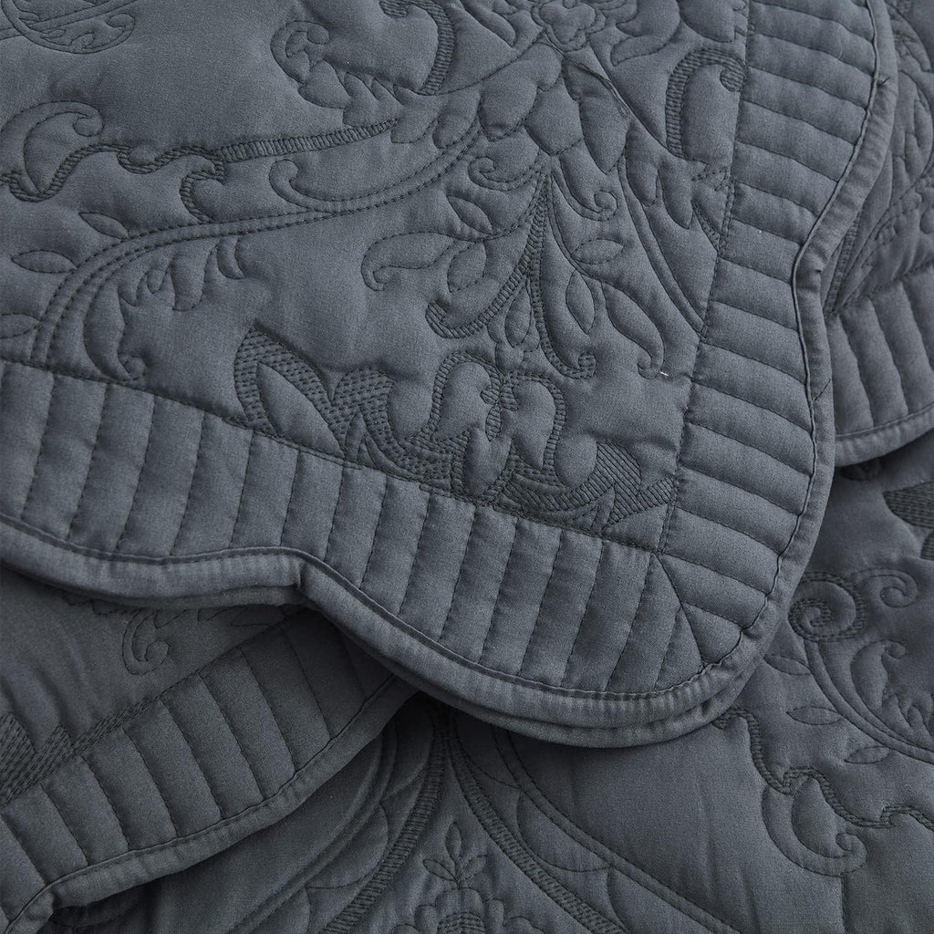 Dark Grey Quilted Microfiber Standard Pillow Shams