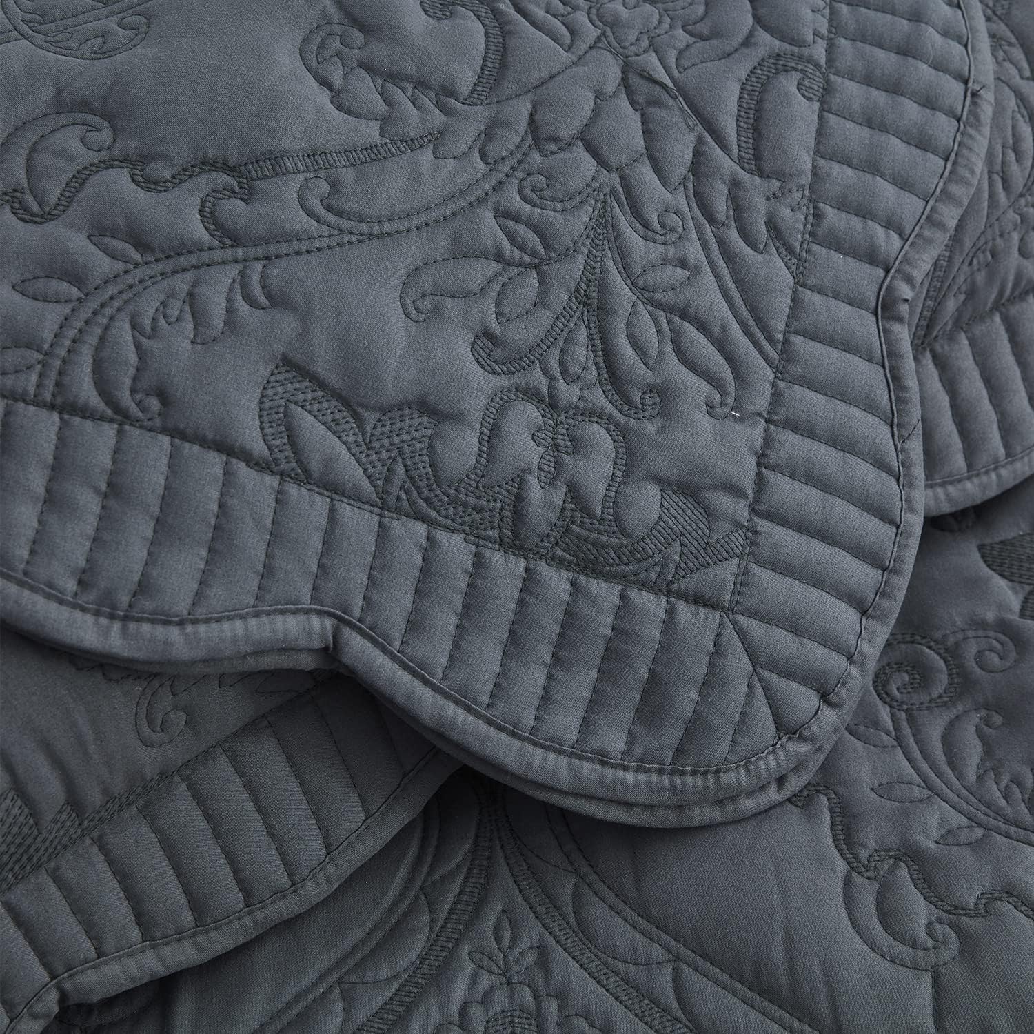 Dark Grey Quilted Microfiber Standard Pillow Shams