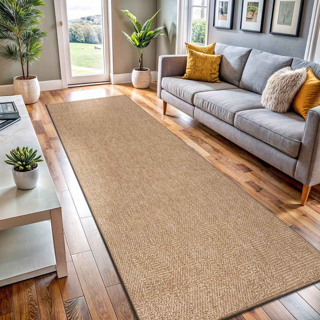 Washable Solid Woven Natural Jute Farmhouse Runner Rug