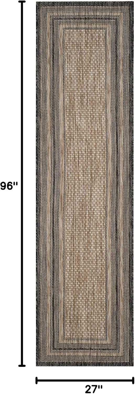 Natural Black Waterproof Indoor Outdoor Runner Rug