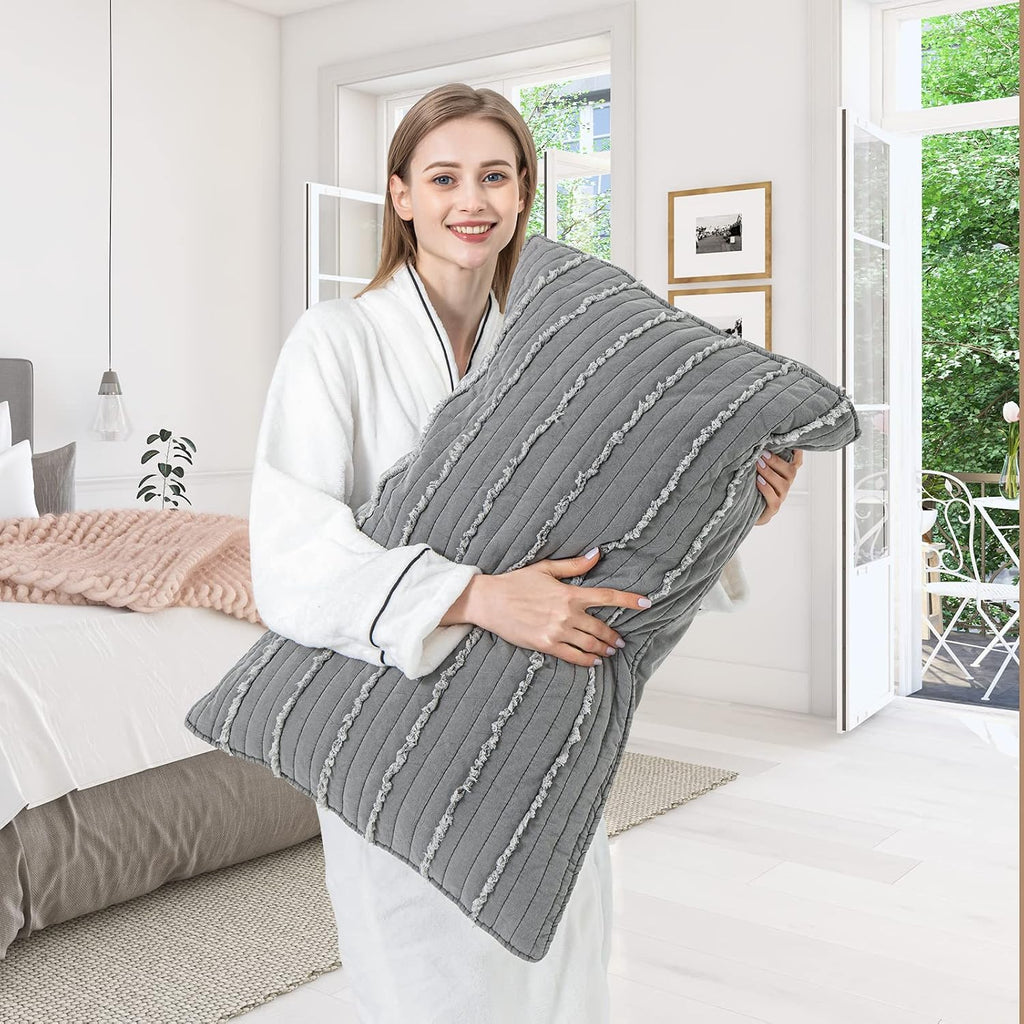 Grey Microfiber Envelope Closure Queen Pillow Shams