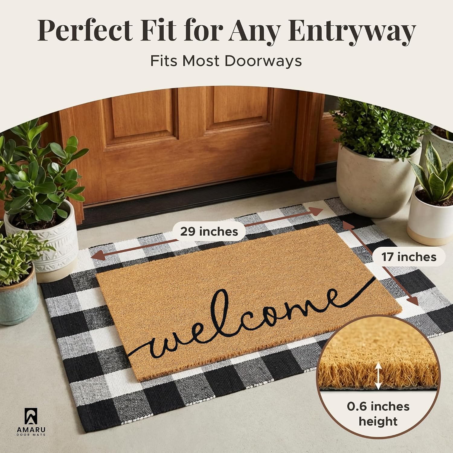 Minimal Shedding Non Slip Natural Coir Welcome Doormat