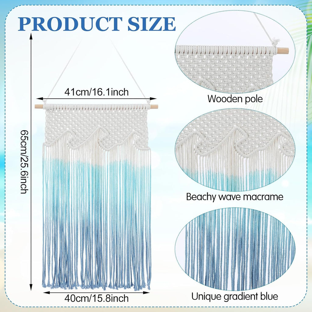 Coastal Macrame Tassel Ocean Wave Wall Hanging