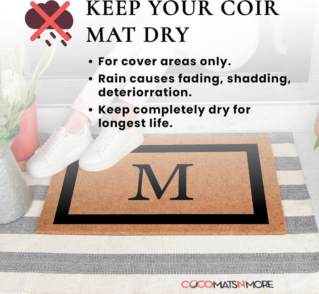 Black Border Personalized Coir Non Slip Doormat