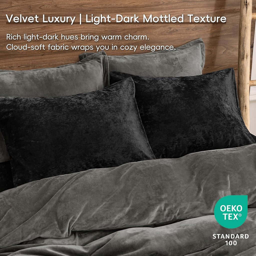 Black Velvet Envelope Closure Standard Pillow Shams