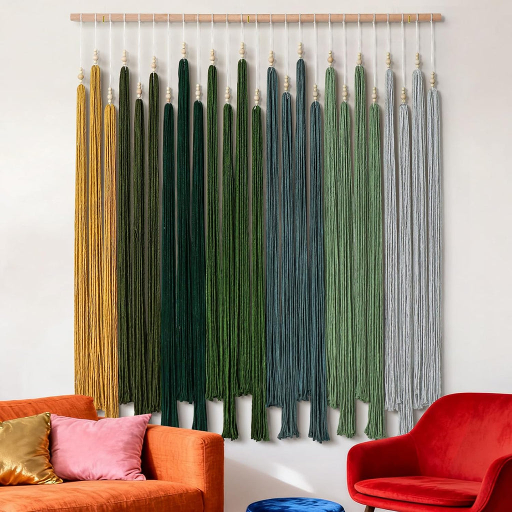 Green Tassel Large Boho Macrame Wall Hanging