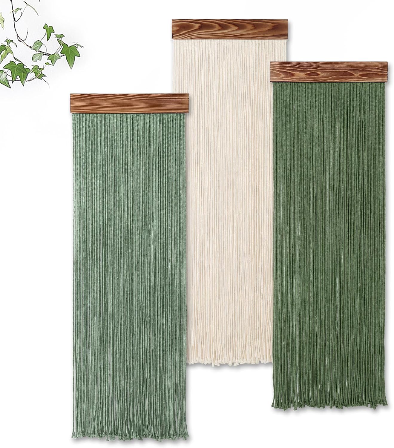 Green Beige Tassel Boho Macrame Wall Hanging Decor
