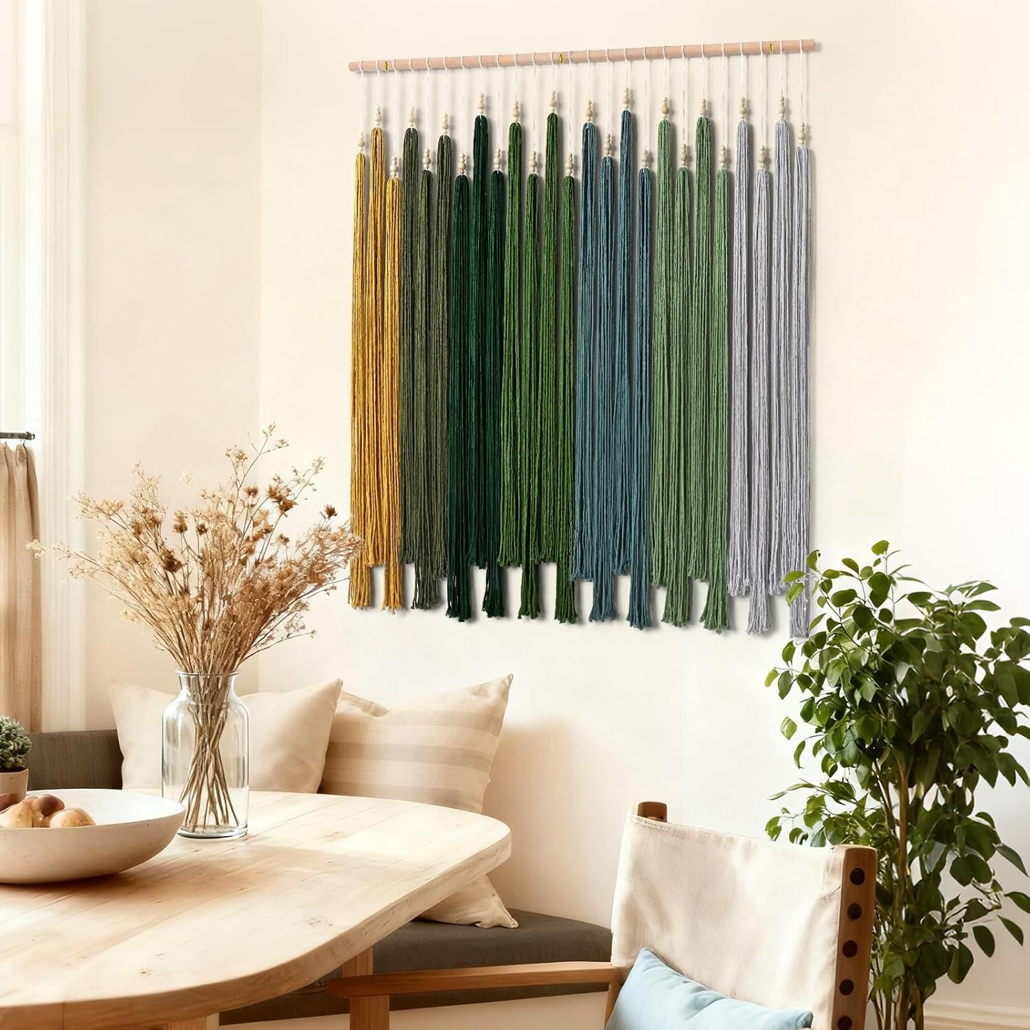Green Tassel Large Boho Macrame Wall Hanging