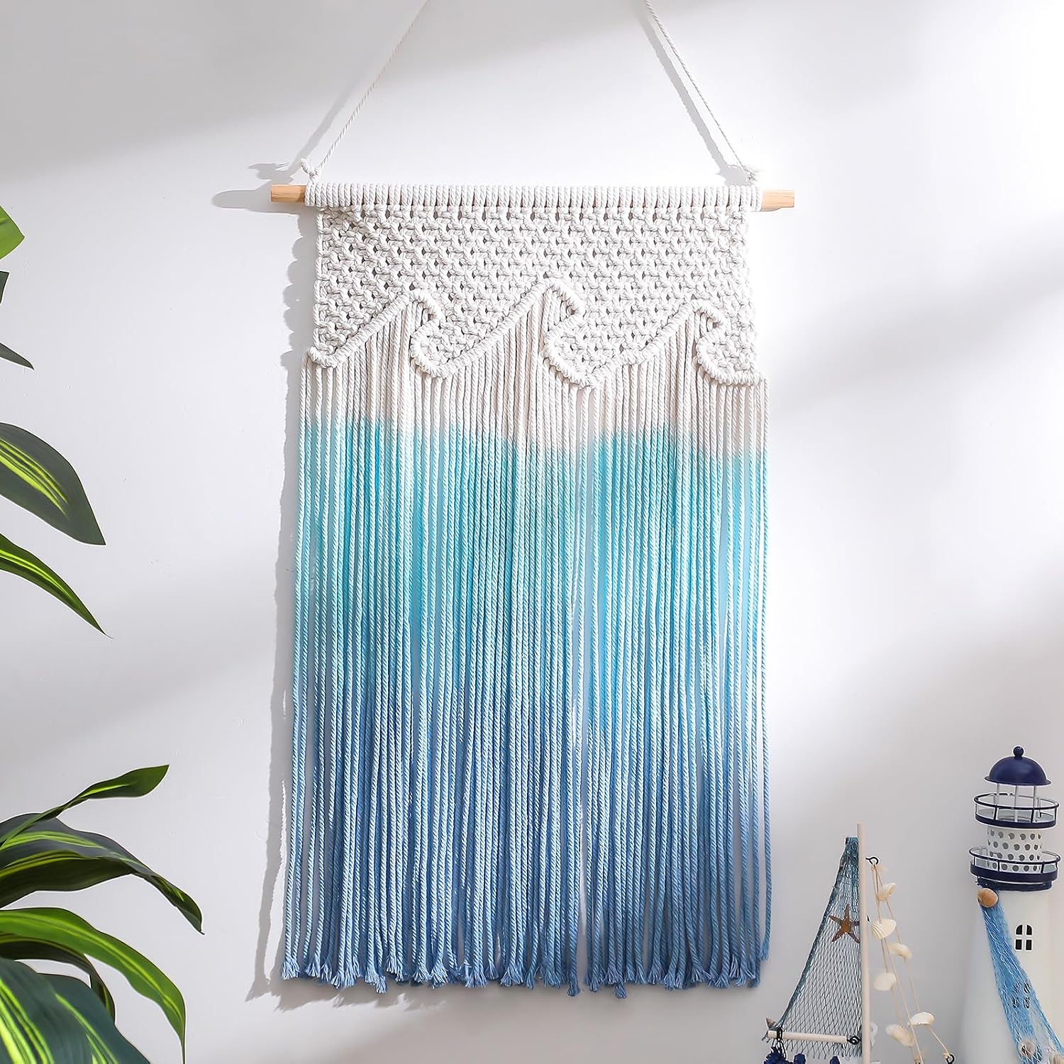 Coastal Macrame Tassel Ocean Wave Wall Hanging