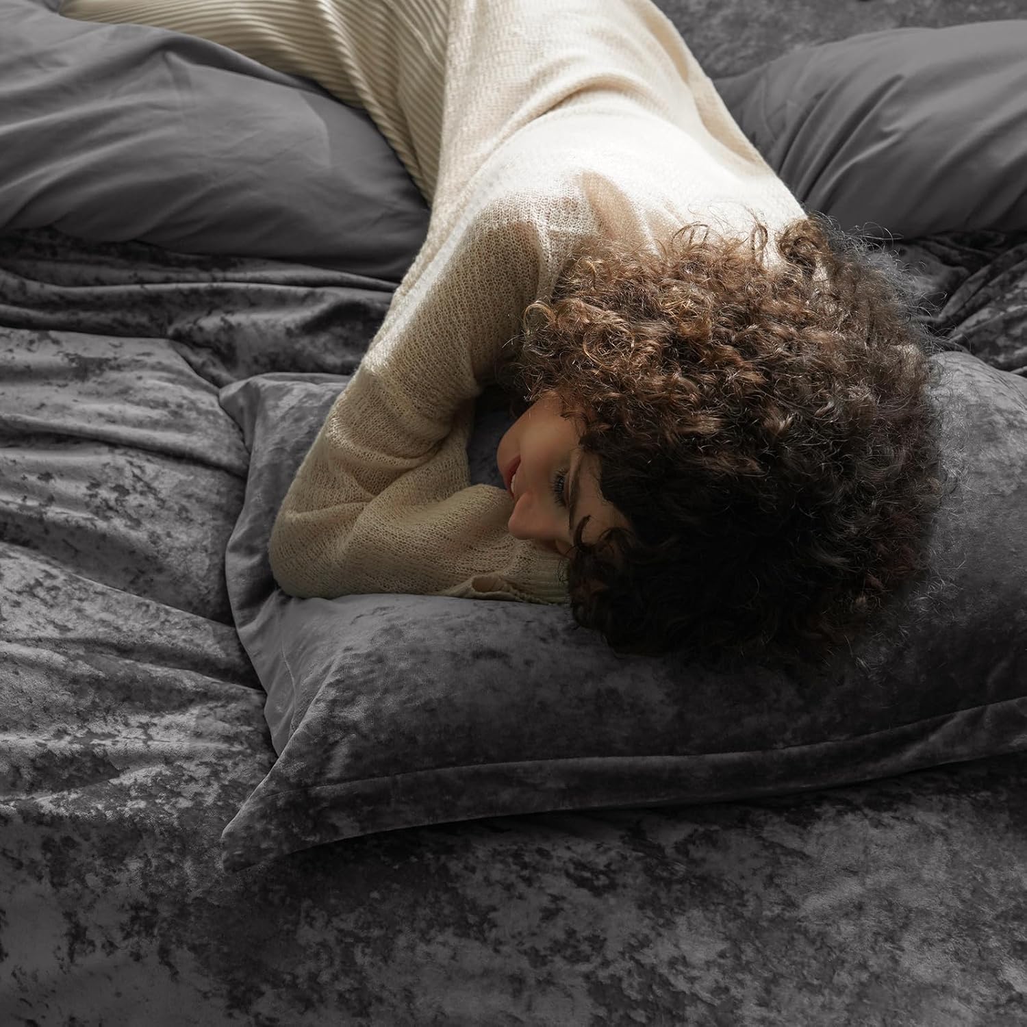 Charcoal Velvet Envelope Closure Standard Pillow Shams