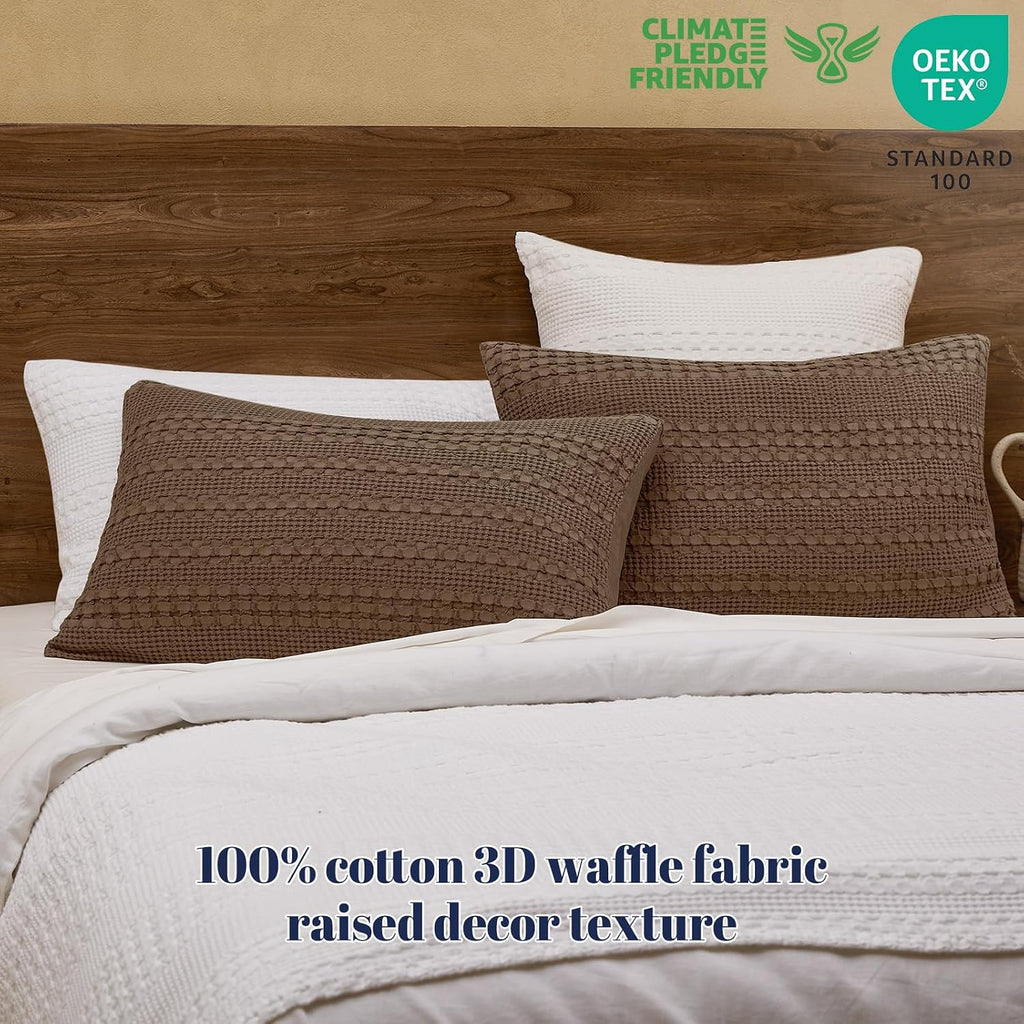 Chocolate Waffle Weave Cotton Standard Pillow Shams