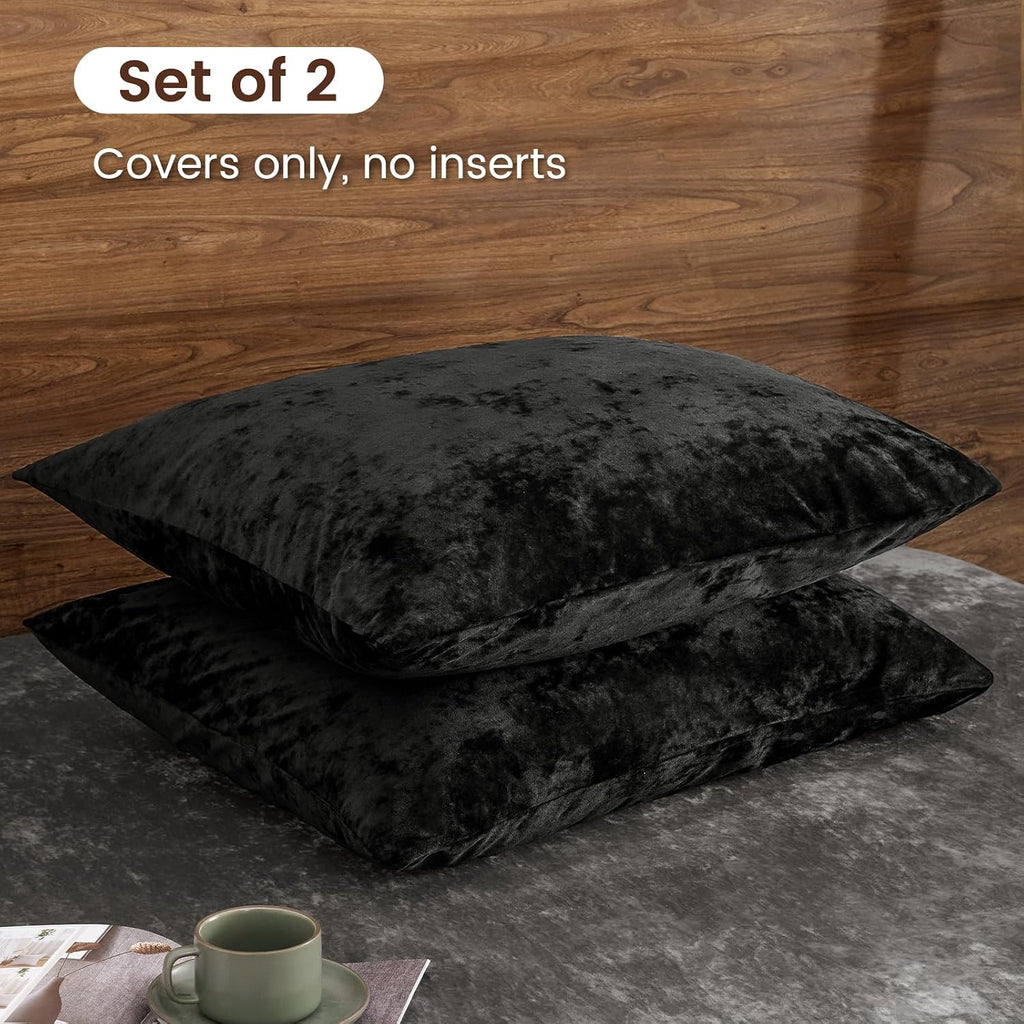 Black Velvet Envelope Closure Standard Pillow Shams