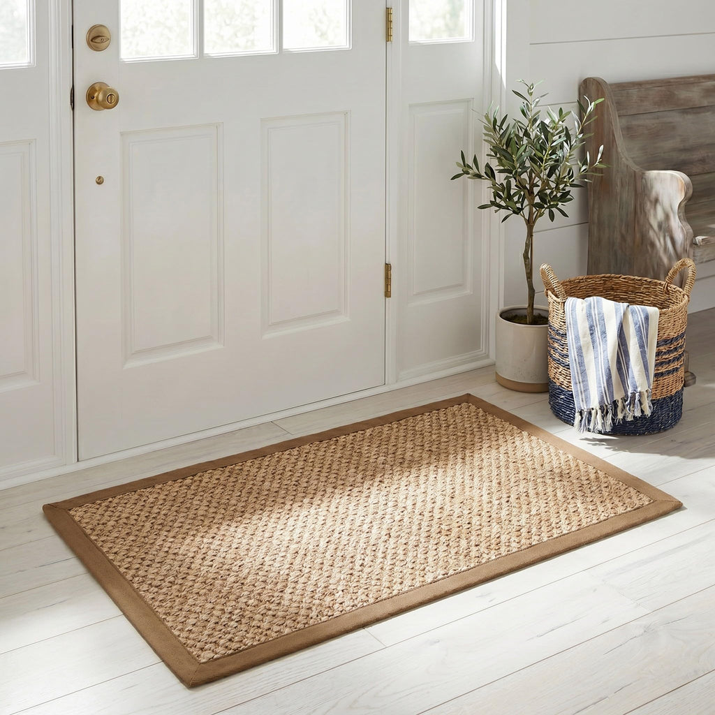 Marble Border Woven Sisal Natural Fiber Runner Rug