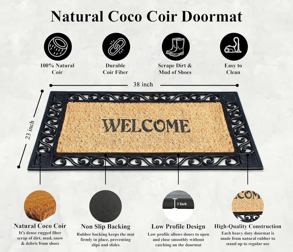 Natural Coir Rubber Non Slip Welcome Doormat