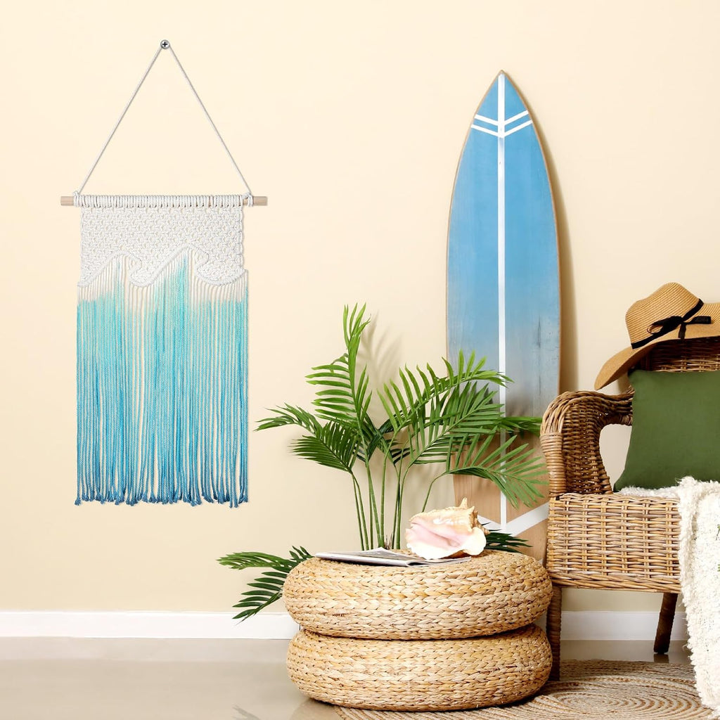 Coastal Macrame Tassel Ocean Wave Wall Hanging