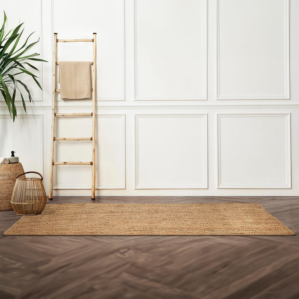 Hand Braided Reversible Natural Jute Boho Runner Rug