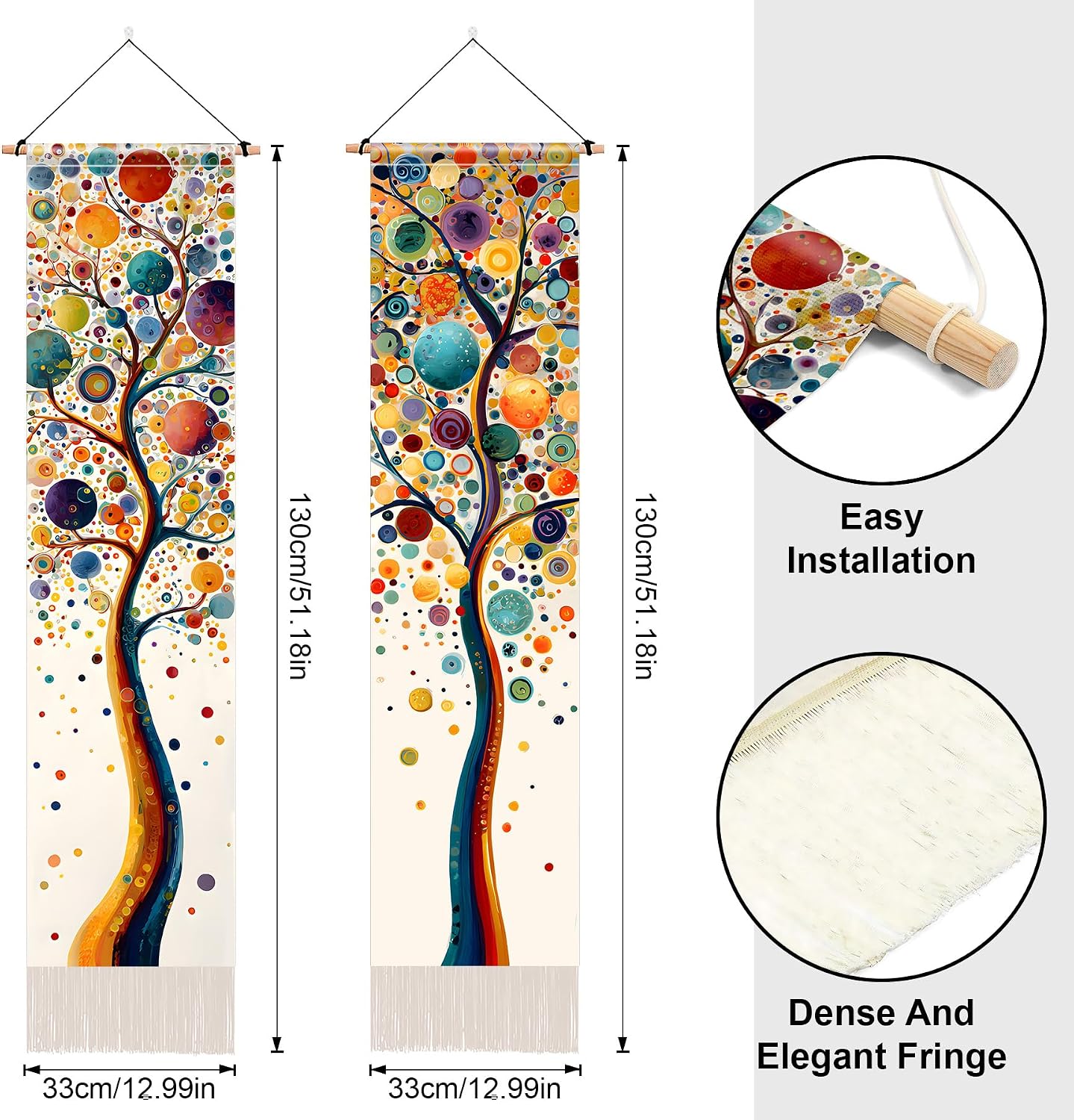 2 Pack Brown Tree Life Vertical Tassel Tapestries