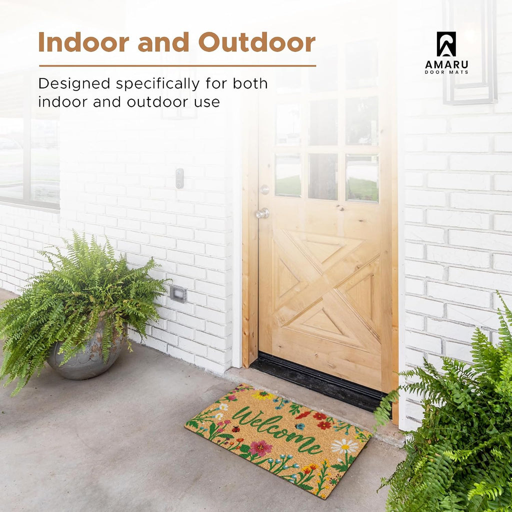 Minimalist Floral Coir Non Slip Welcome Doormat