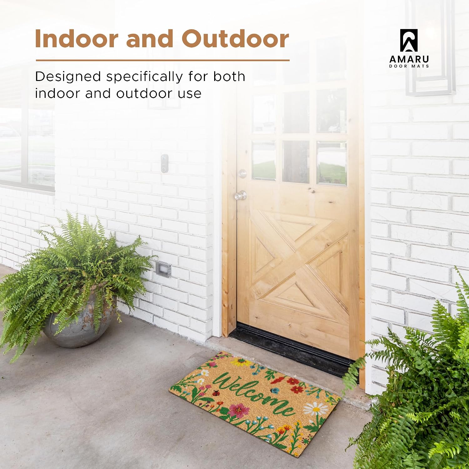Minimalist Floral Coir Non Slip Welcome Doormat