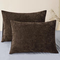 Coffee Chenille Decorative Standard Pillow Shams