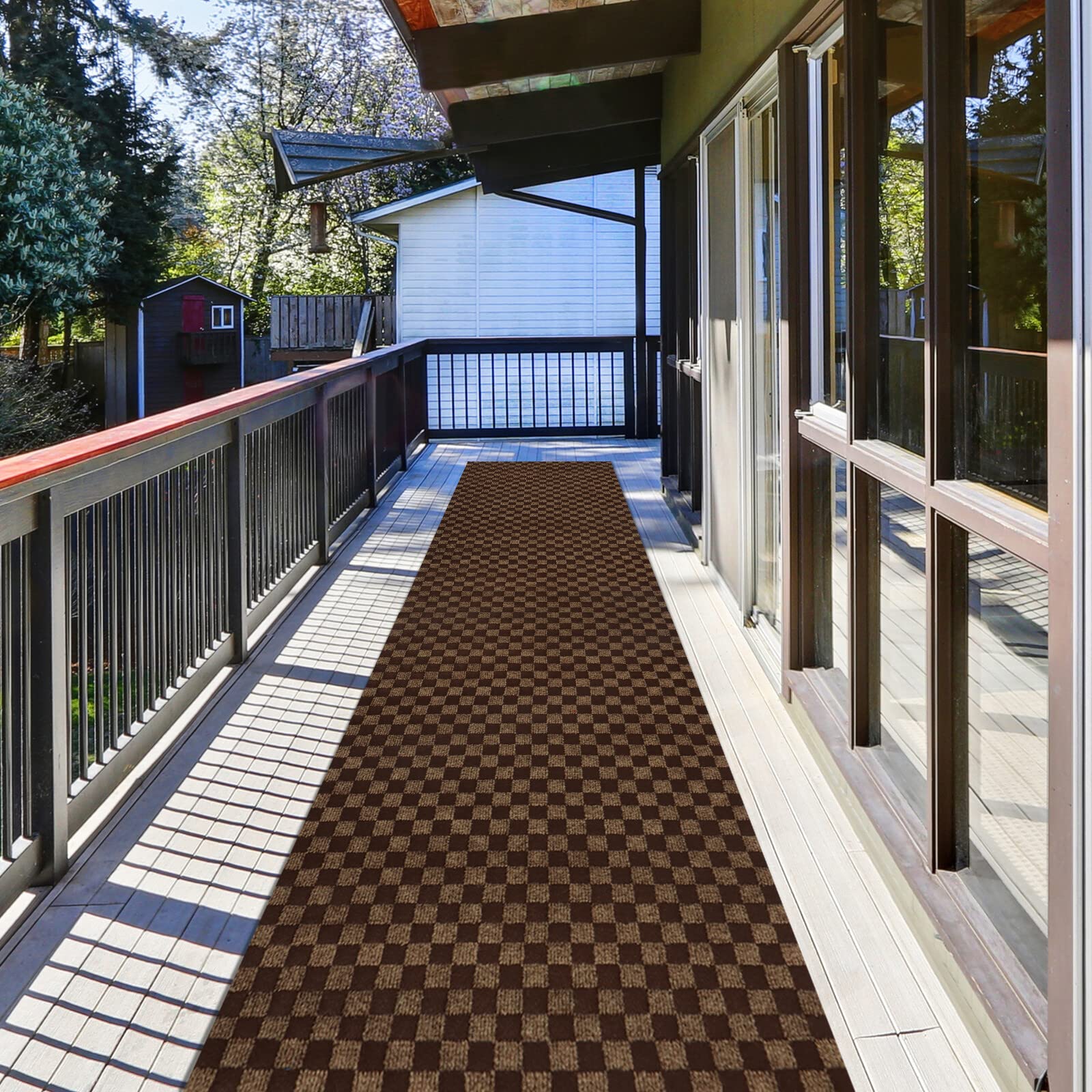 Gray Black Stripe Non Slip Rubber Back Runner Rug