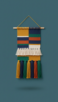 Tassel tapestry wall decor in saturated colors