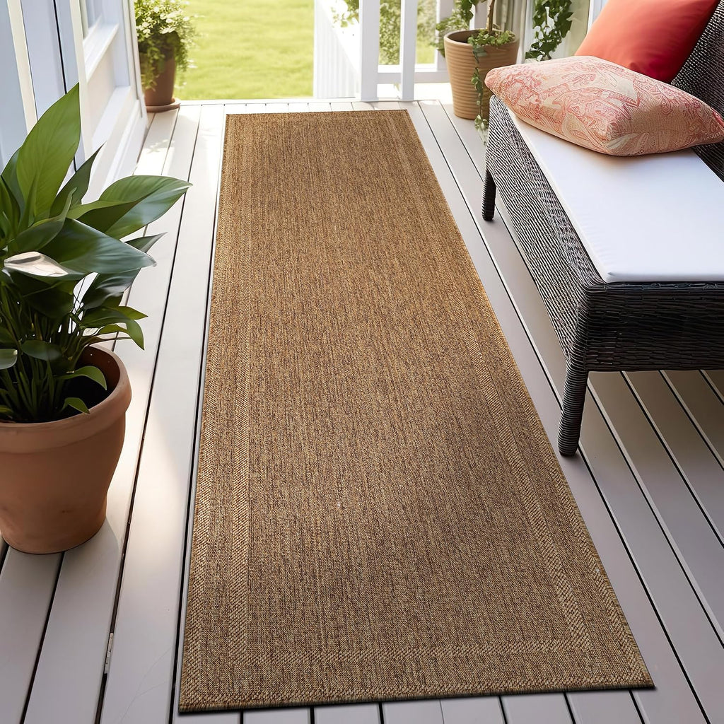 Border Flat Woven Natural Jute Indoor Outdoor Runner Rug