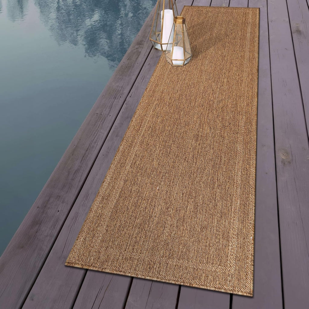 Border Flat Woven Natural Jute Indoor Outdoor Runner Rug
