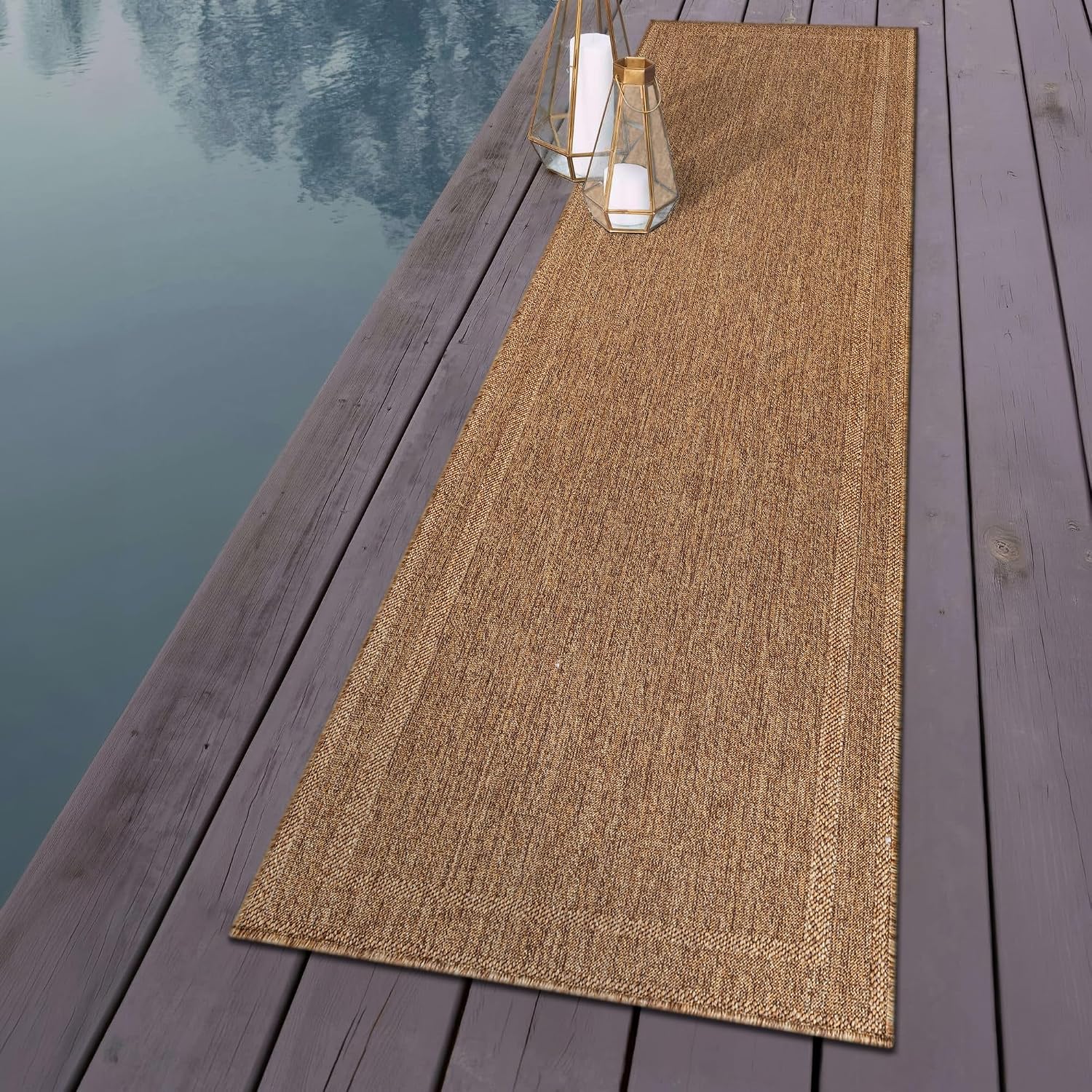 Border Flat Woven Natural Jute Indoor Outdoor Runner Rug