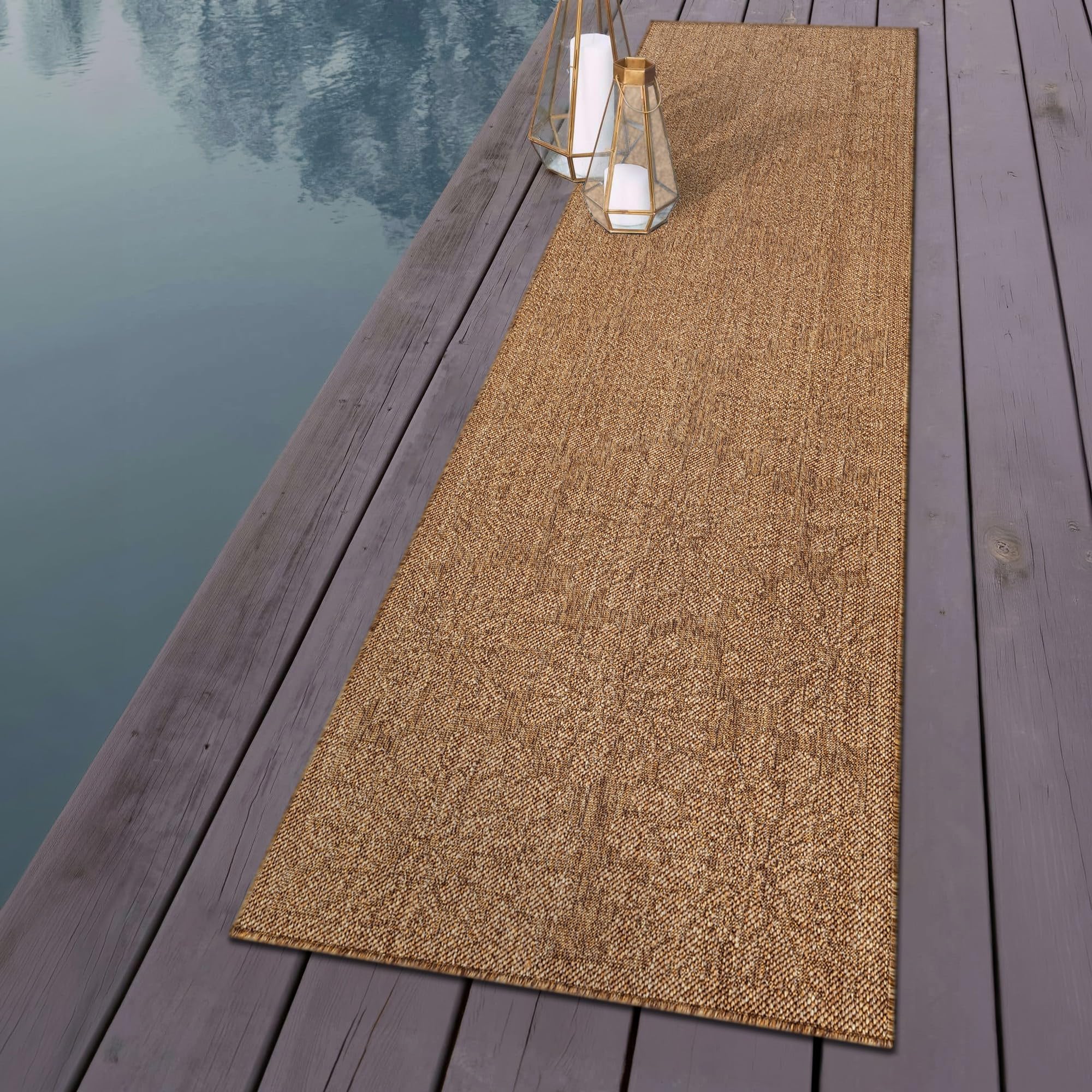 Floral Flat Woven Jute Indoor Outdoor Runner Rug