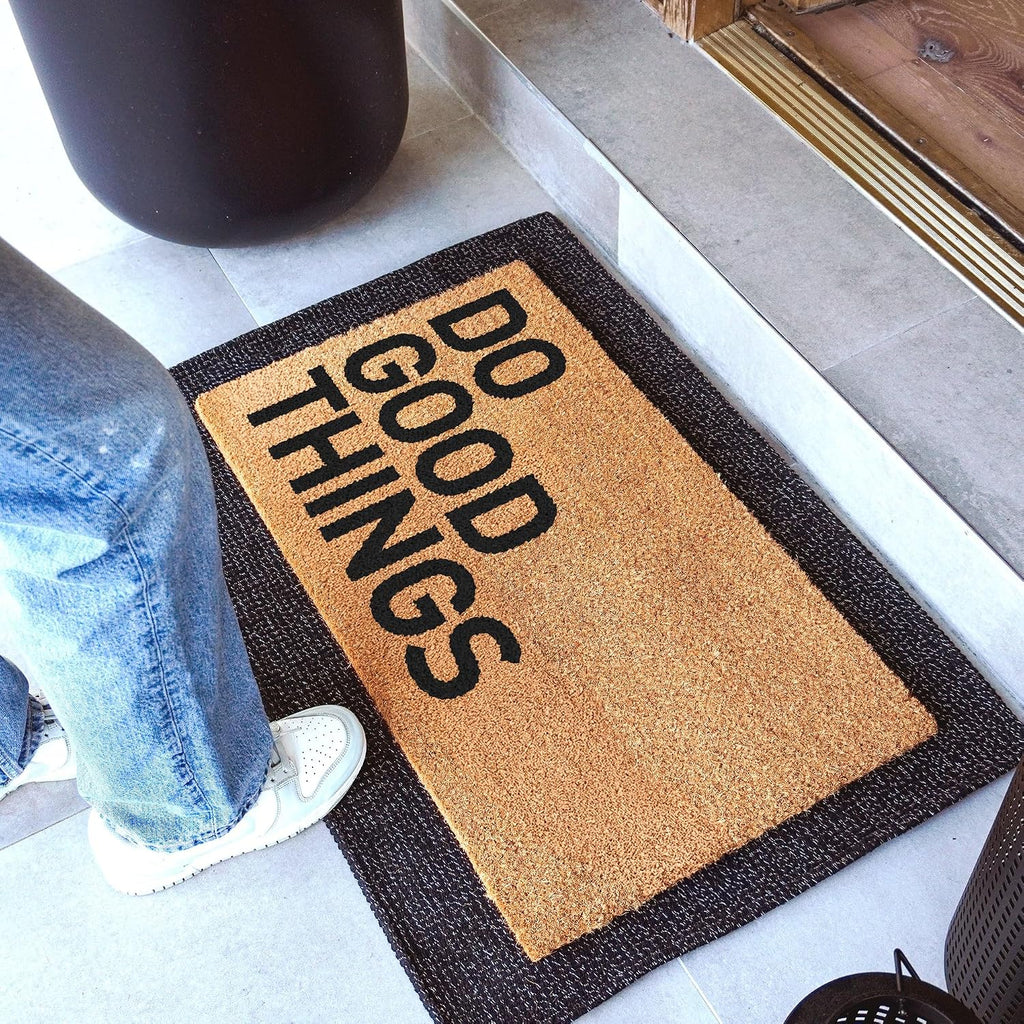 Coir Do Good Things Non Slip Welcome Doormat