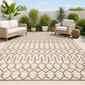 Moroccan Geometric Natural Black Outdoor Runner Rug