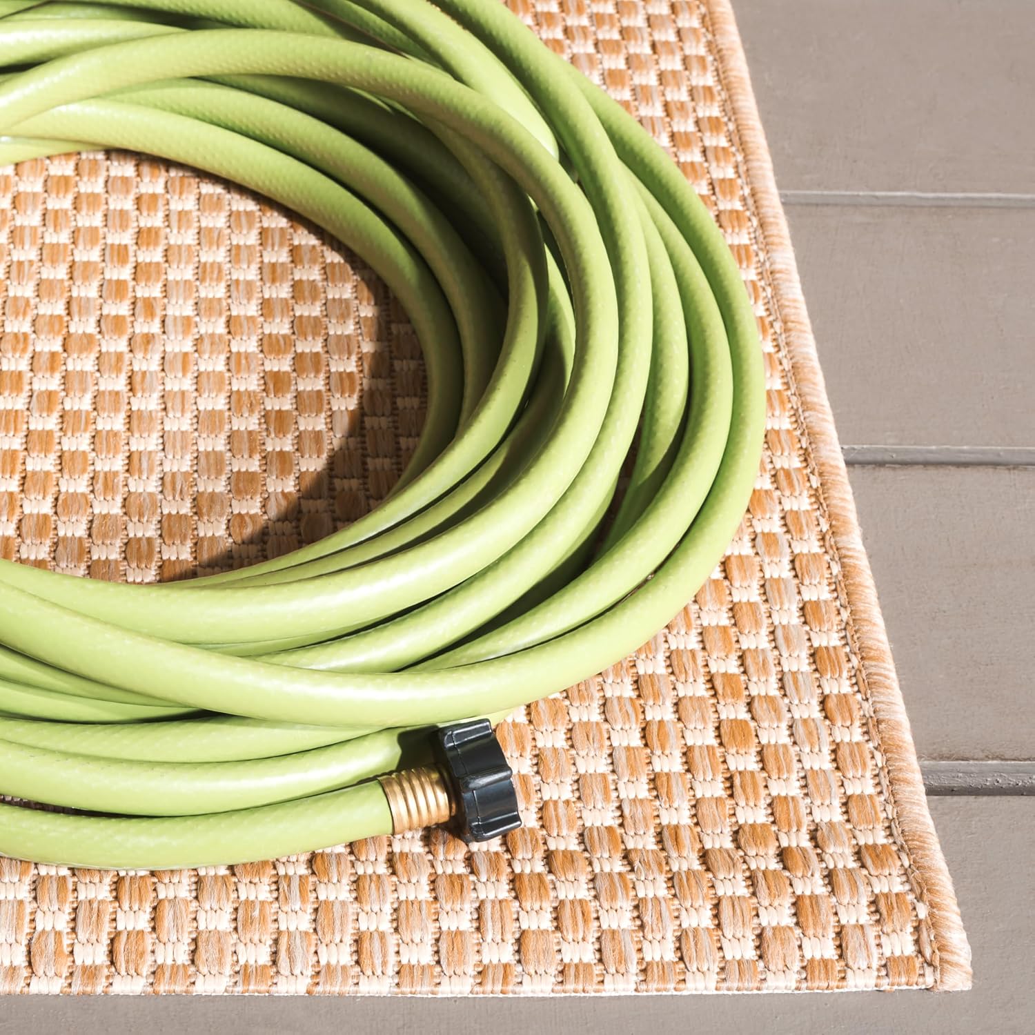 Natural Cream Washable Outdoor Courtyard Runner Rug