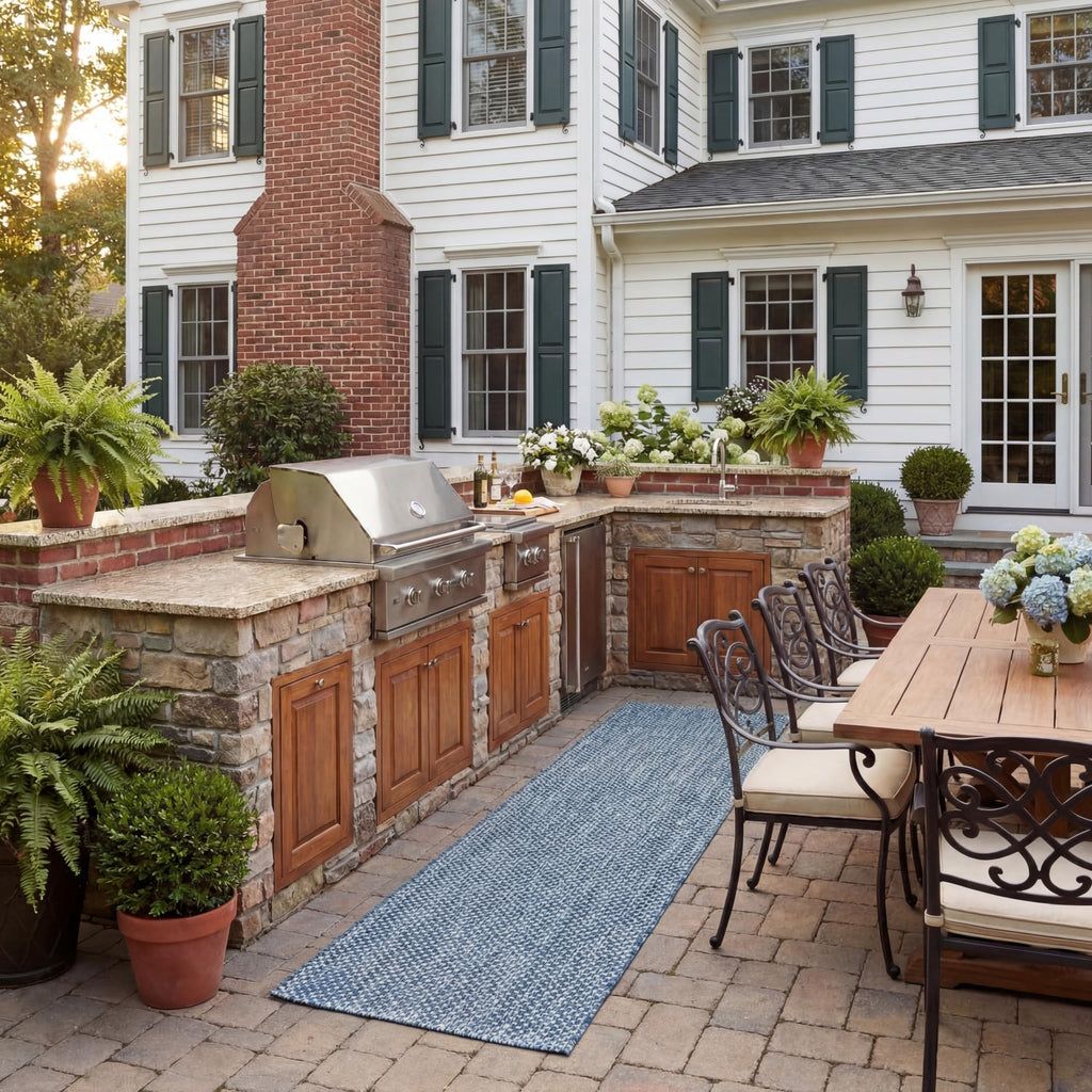 Natural Cream Washable Outdoor Courtyard Runner Rug