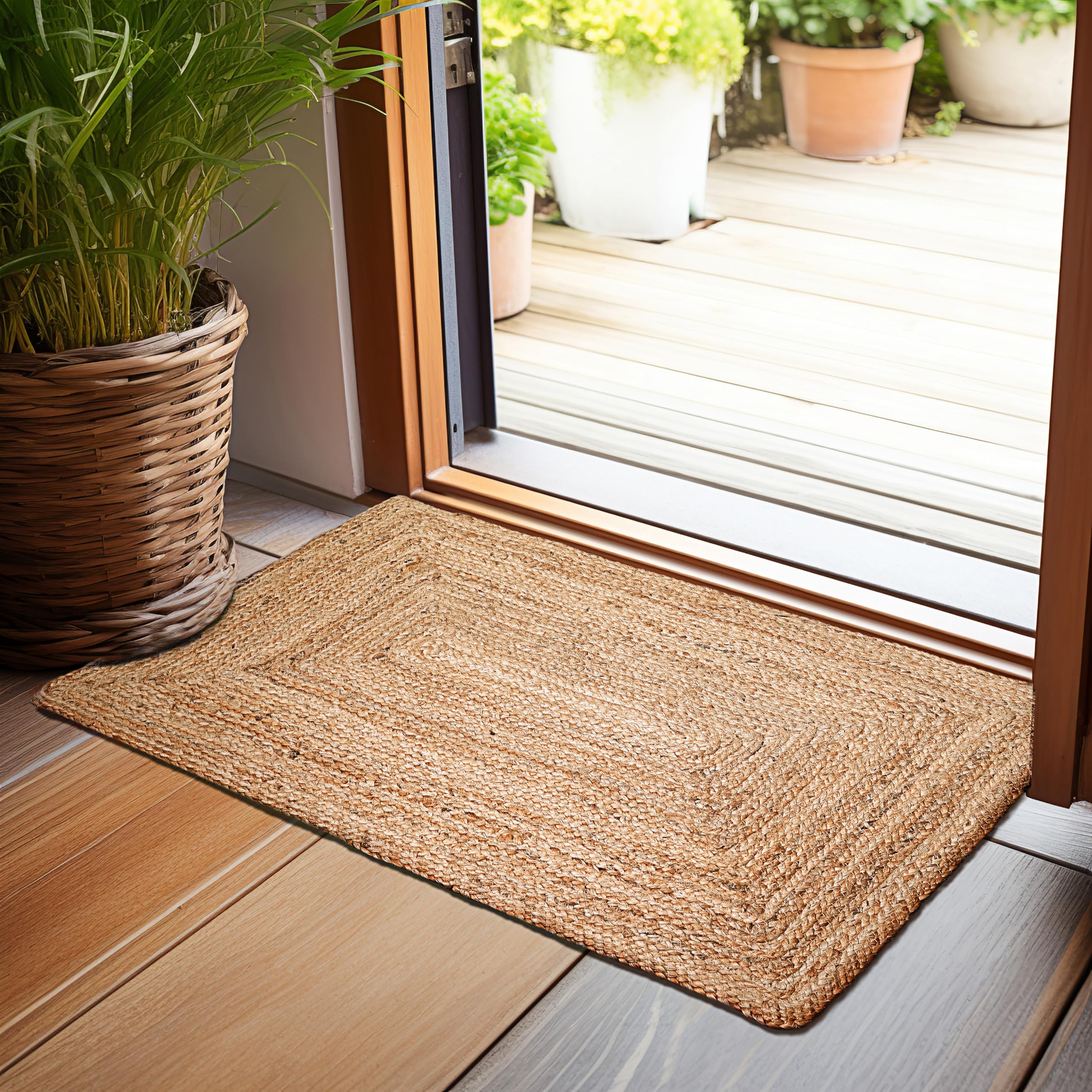 Hand Braided Reversible Natural Jute Boho Runner Rug