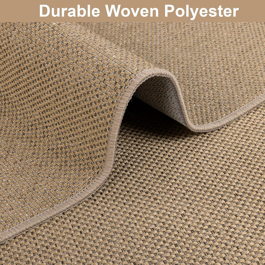 Brown Faux Jute Non Slip Washable Runner Rug