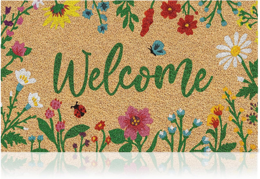 Minimalist Floral Coir Non Slip Welcome Doormat