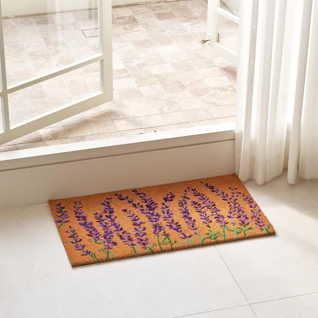 Lavender Floral Coir Welcome Non Slip Doormat