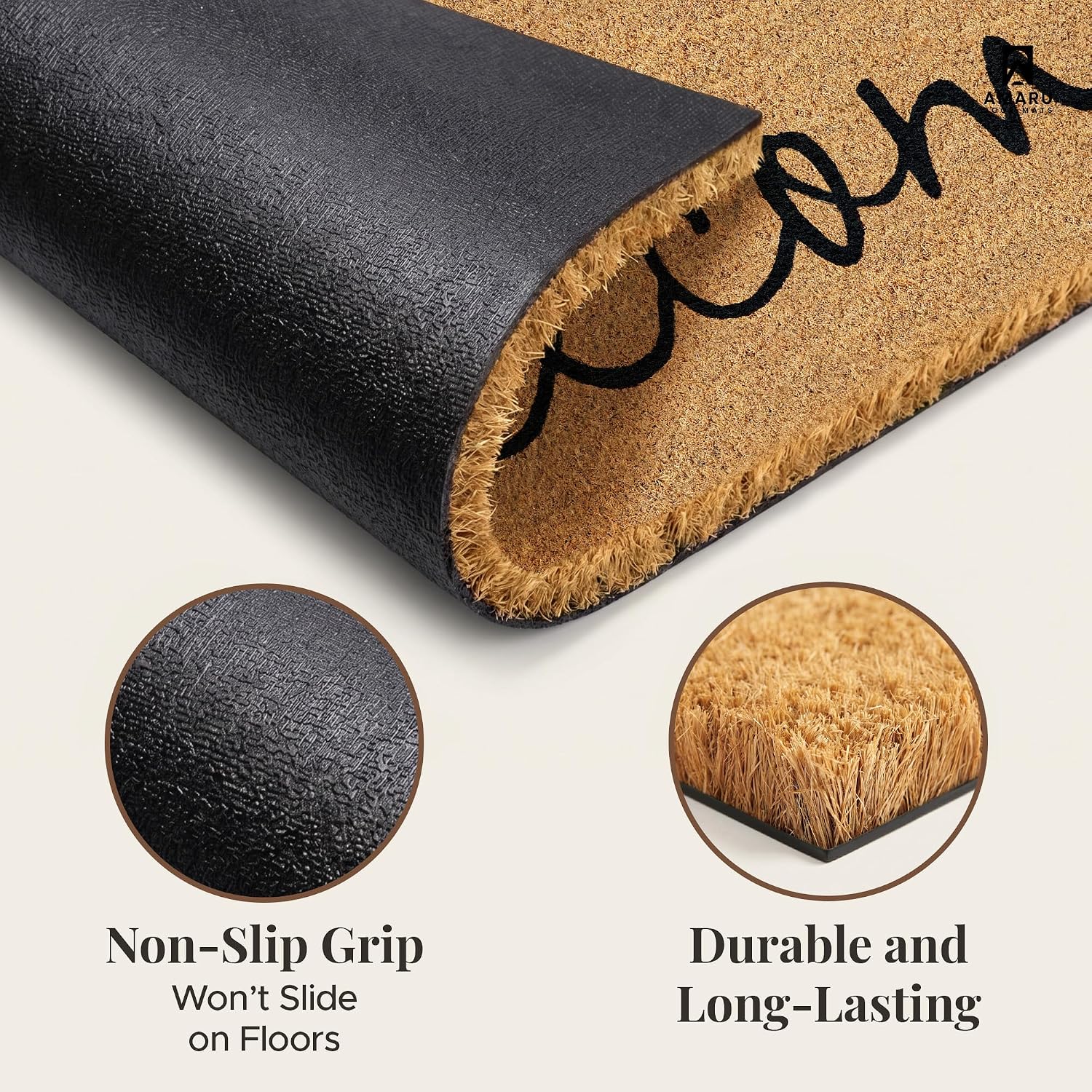 Minimal Shedding Non Slip Natural Coir Welcome Doormat