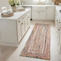 Hand Braided Jute Cotton Beige Multi Runner Rug