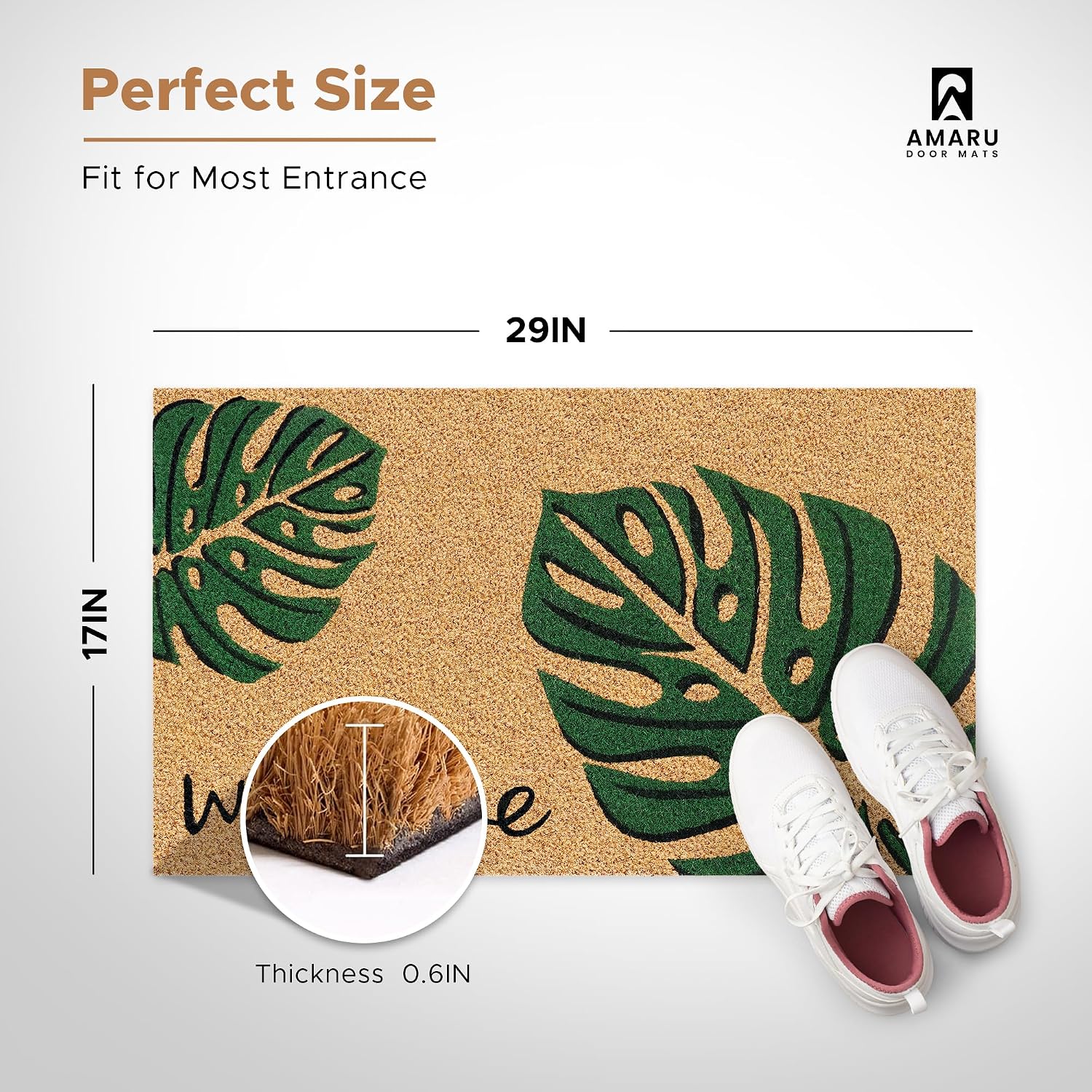 Minimalist Leaf Coir Non Slip Welcome Doormat