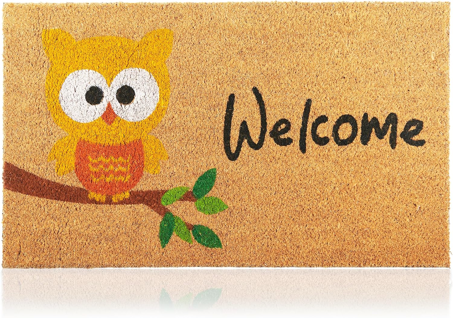Owl Coir Doormat Anti Slip PVC Backing