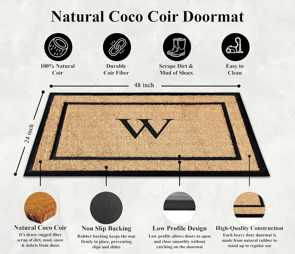Large Monogrammed Coir Rubber Entry Doormat