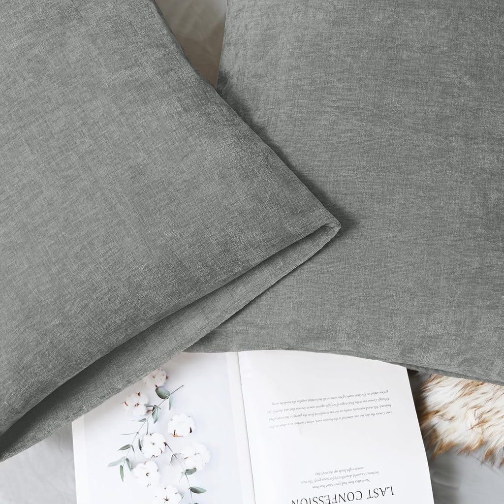Medium Grey Chenille Decorative Standard Pillow Shams