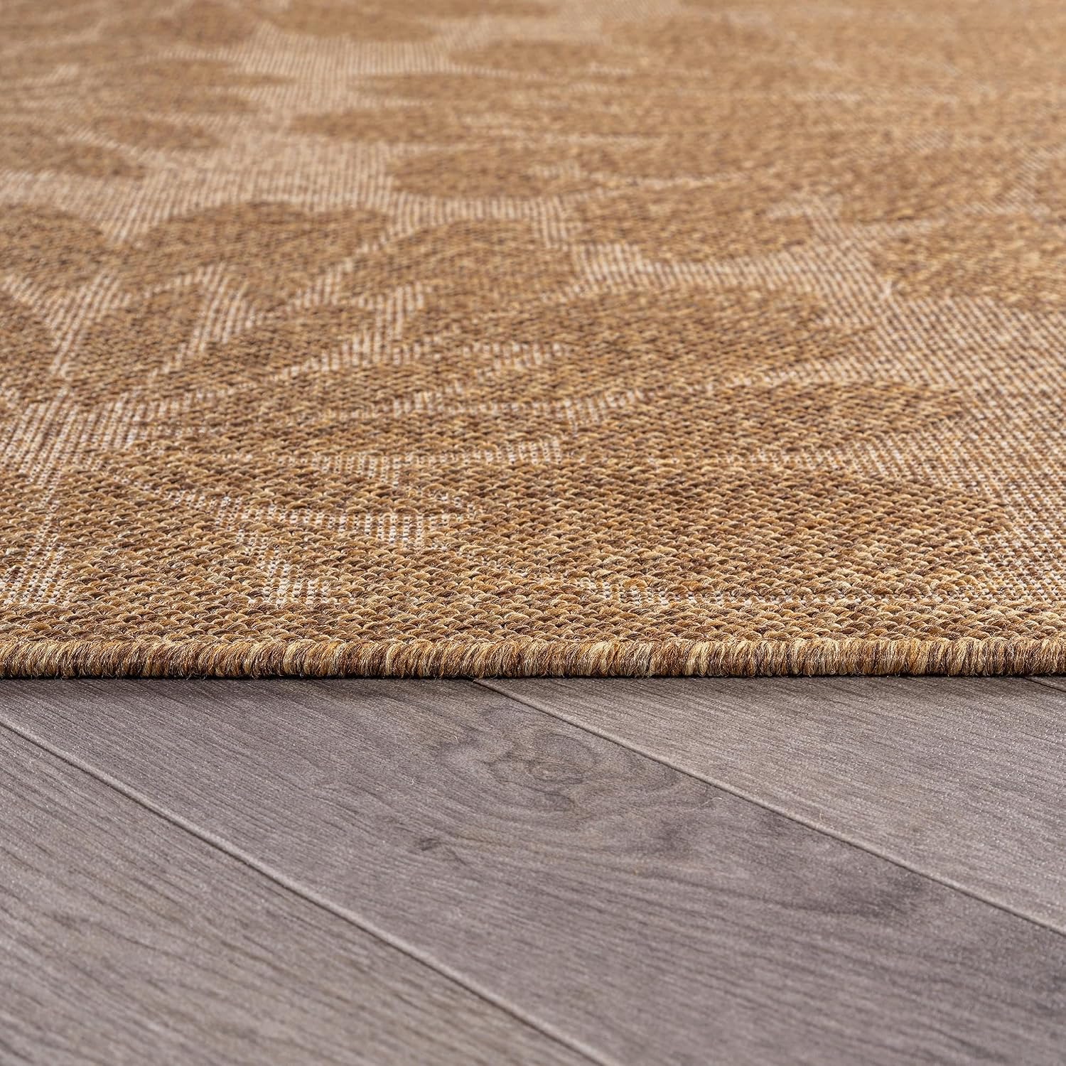 Floral Flat Woven Jute Indoor Outdoor Runner Rug