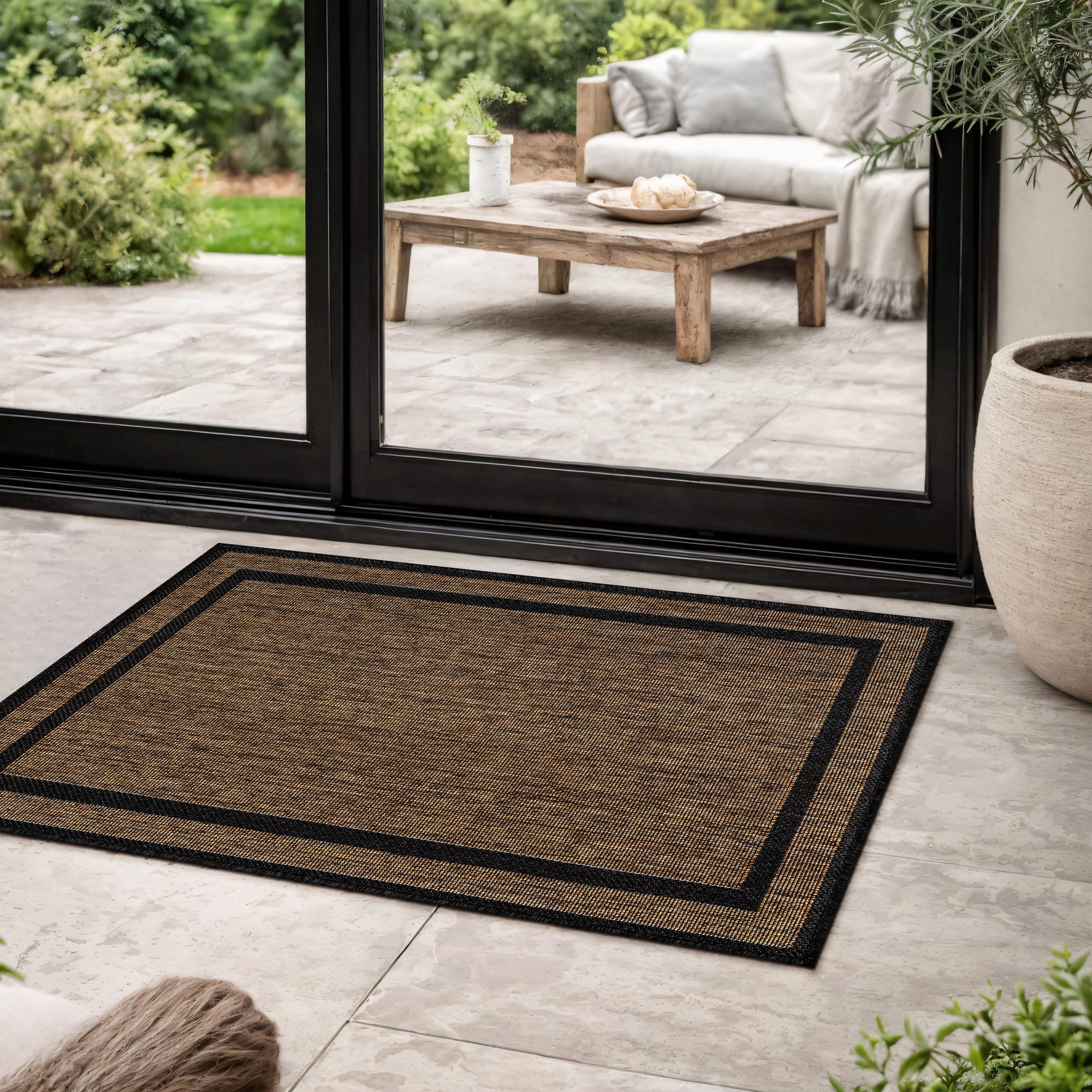 Border Flat Woven Natural Jute Indoor Outdoor Runner Rug