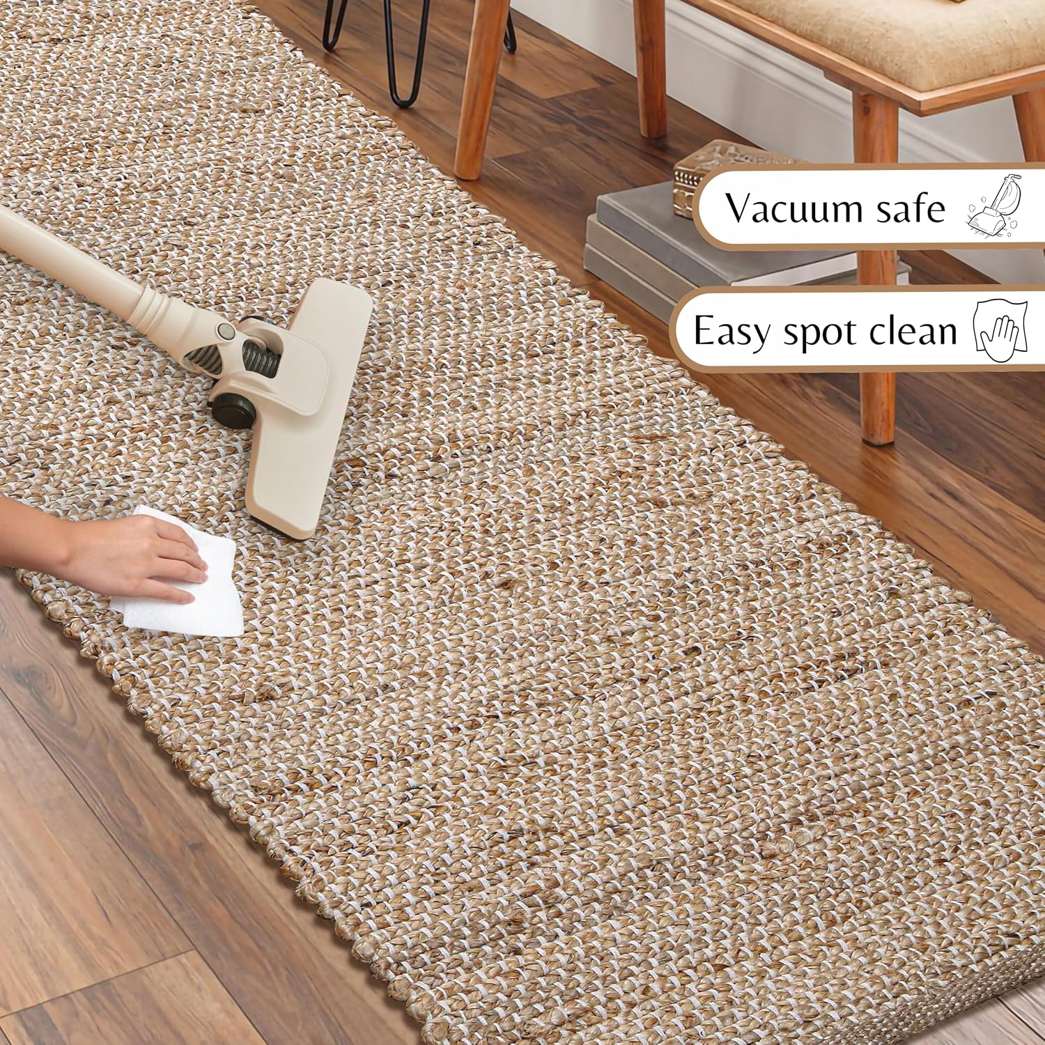 Hand Braided Reversible Jute Boho Runner Rug
