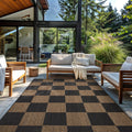 Dark Gray Checkered Jute Indoor Outdoor Runner Rug
