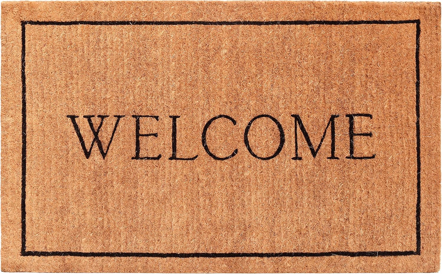 Large Natural Black Border Welcome Coir Doormat